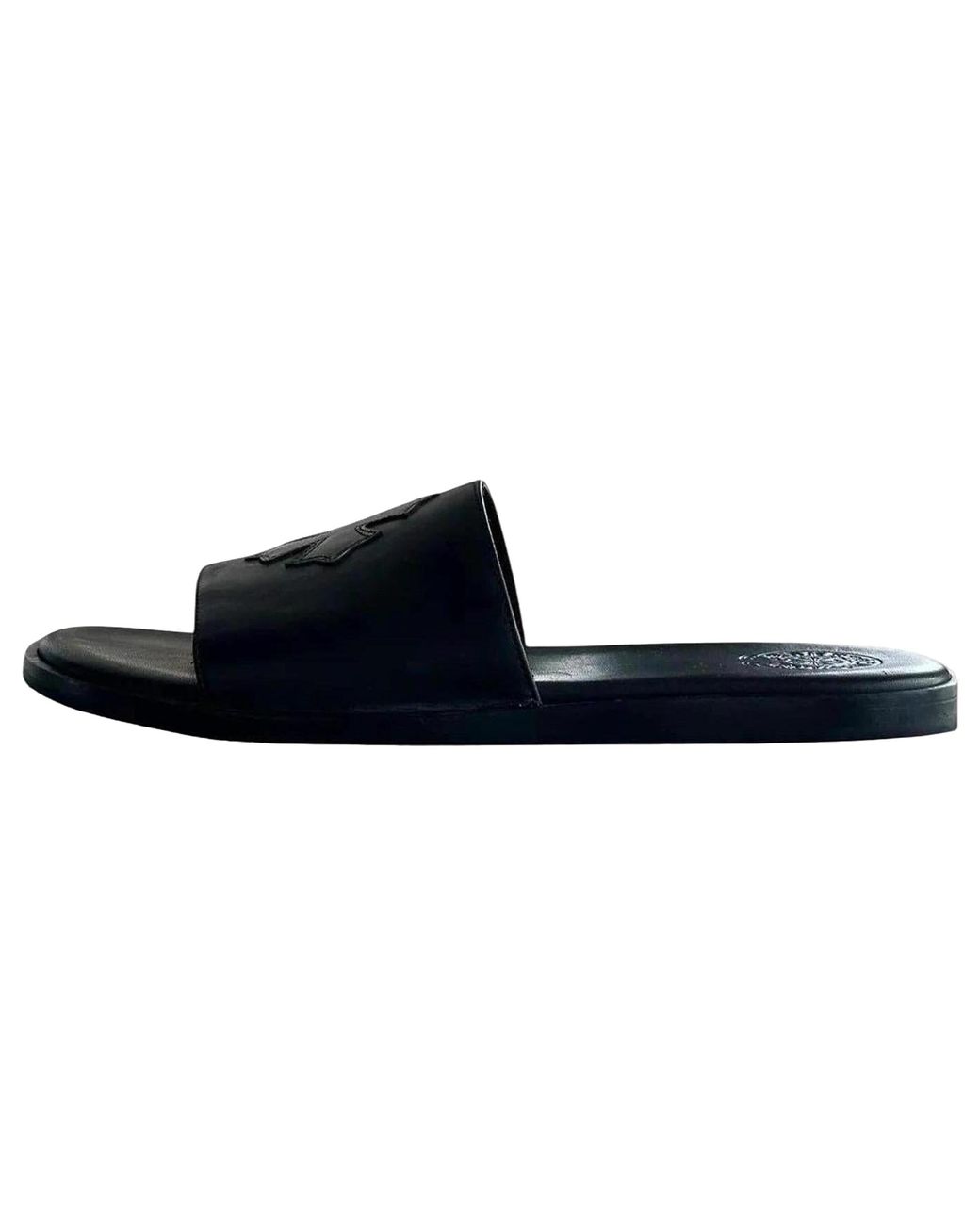 Chrome Hearts Black Leather Slides Chrm0969" for men