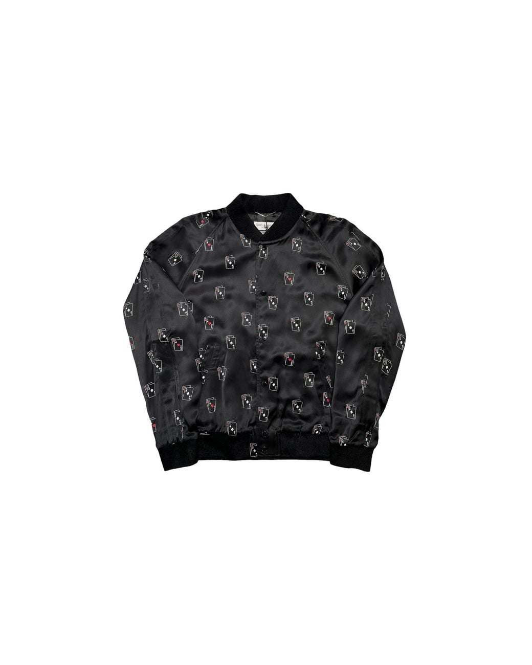 Saint Laurent Black Satin Cards Teddy Jacket 535588 Y318T 1580" for men