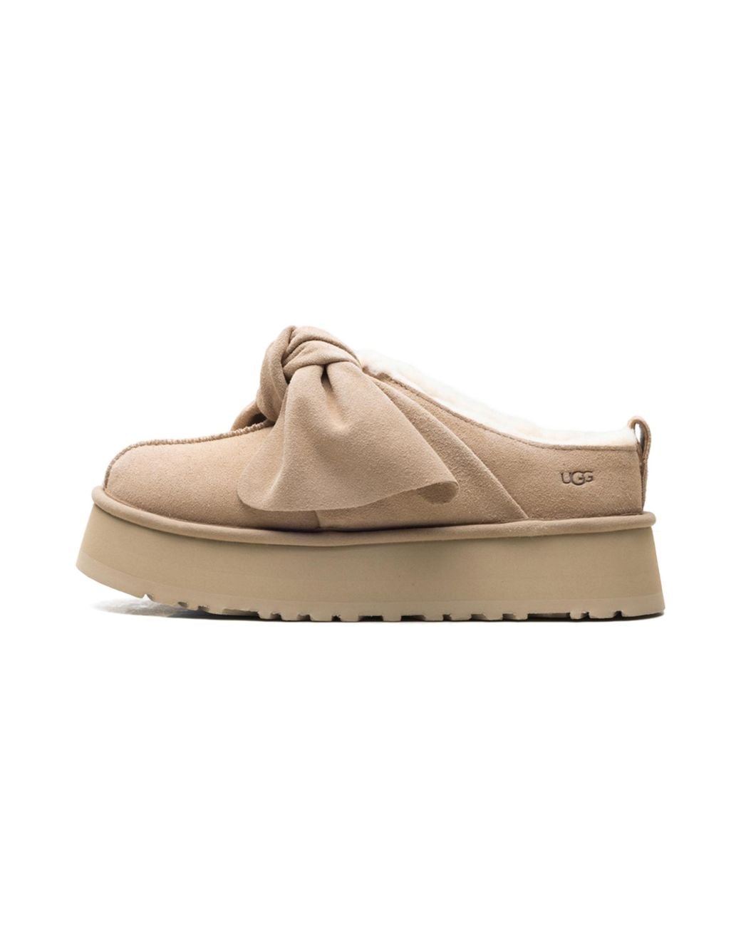 Ugg Black Platform Slip-On Bow Slipper "Sand" 1176290 San"