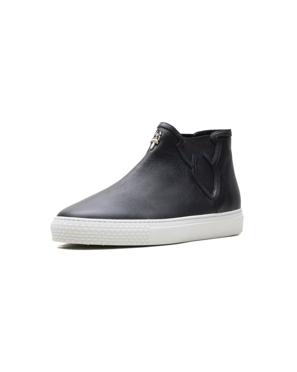Chrome Hearts Black Leather High Top Trainers Chrm1173" for men