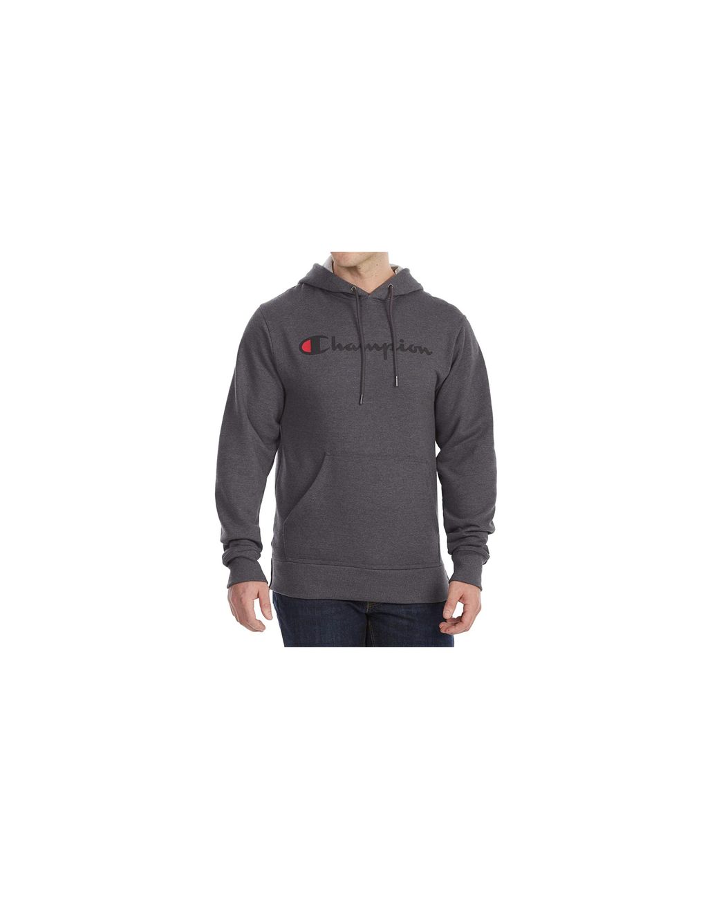 Champion Black Powerblend Fleece Script Logo Hoodie "Charcoal" Gf89H Y0679400C" for men