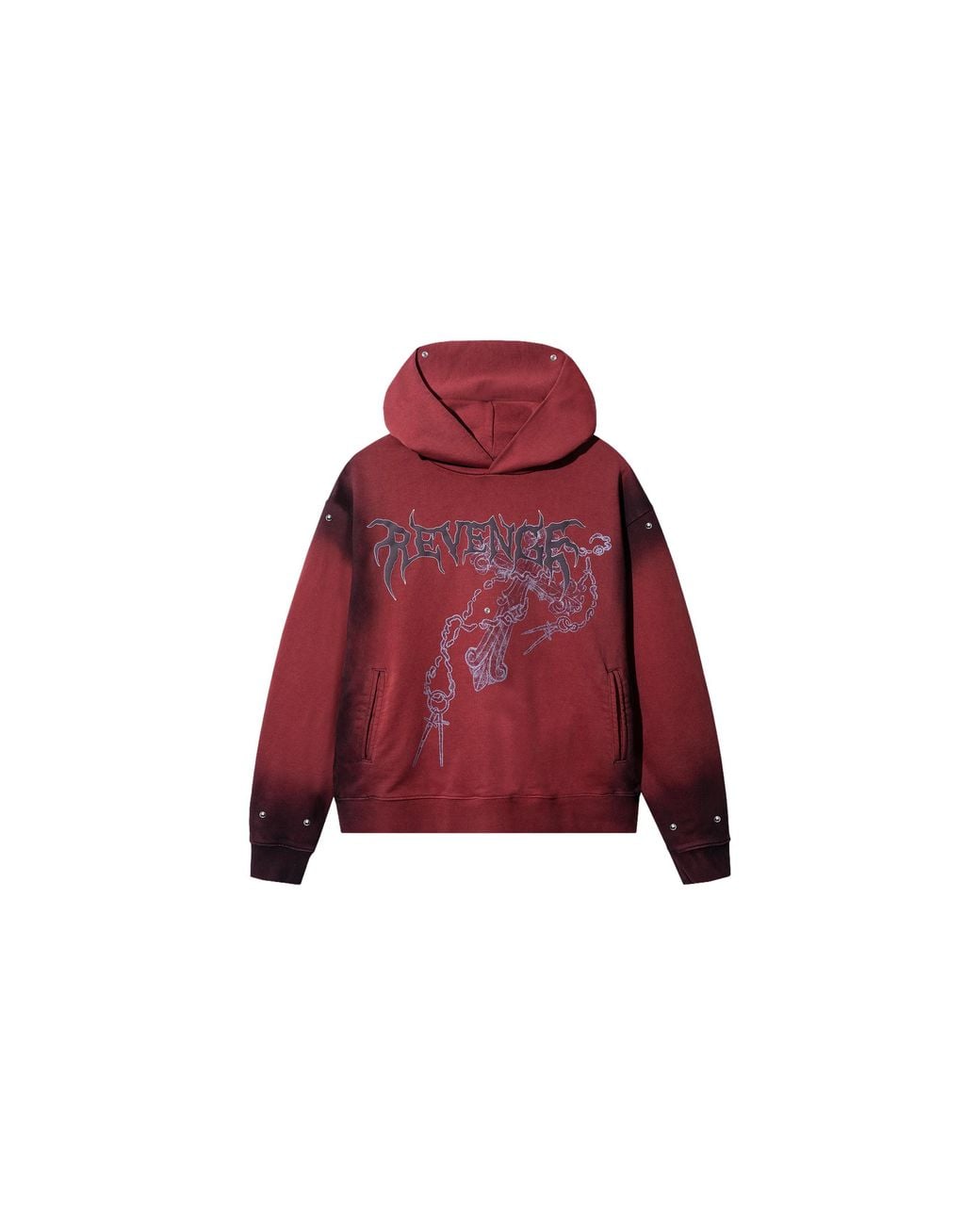 REVENGE Red Cross Chain Studded Hoodie Rev0027" for men