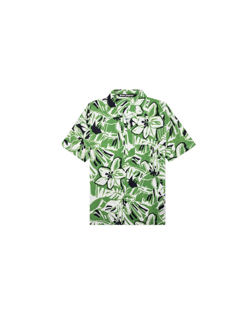 Palm Angels Green Macro Hibiscus Bowling Shirt Pmga110S23Fab0015501" for men