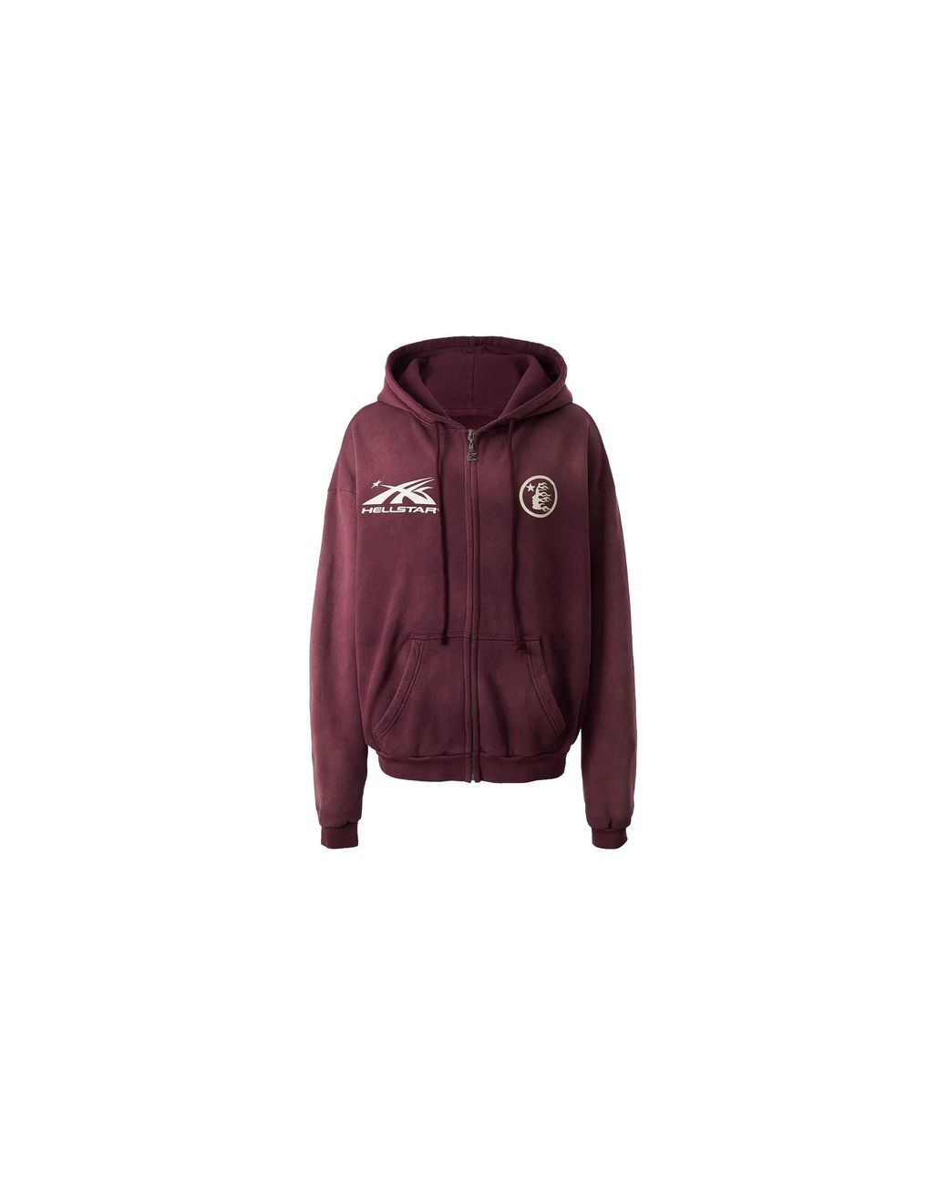 HELLSTAR Red Hs Logo Zip Up Hoodie "Burgundy" Hsr122" for men