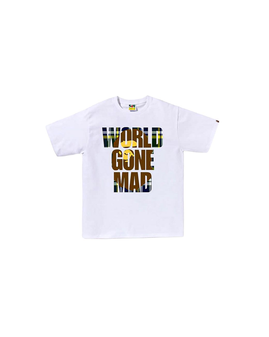 A Bathing Ape Black Check Wgm Ape Head Overlap T-Shirt 1J30 110 053 Wh" for men
