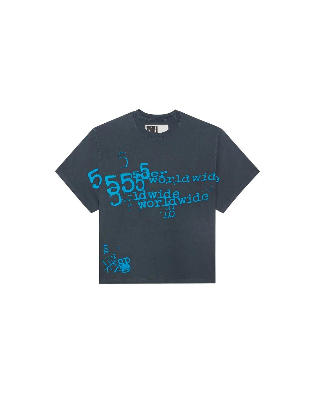 Sp5der Blue Worldwide Stutter T-Shirt "Slate" 730" for men