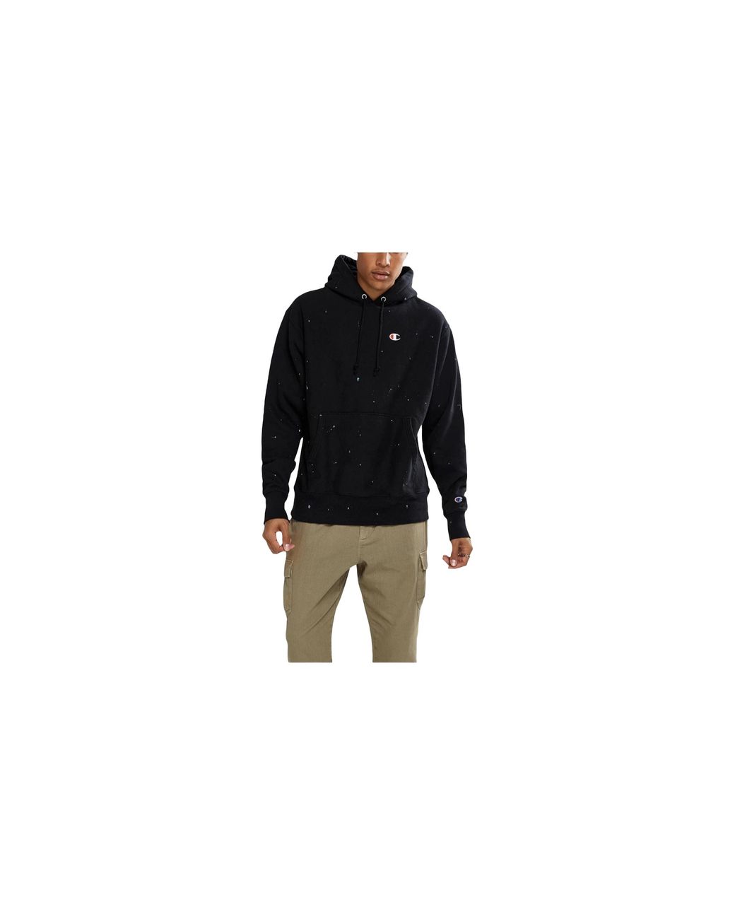 Champion Black C-Life Paint Splatter Hoodie S25971 549967Azzc" for men