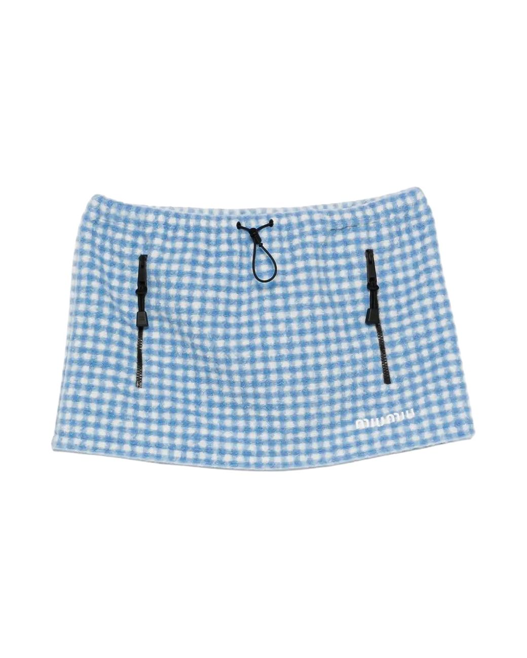 Miu Miu Blue Vichy Fleece Miniskirt Light" Mg2518 6375 F0Ub3"