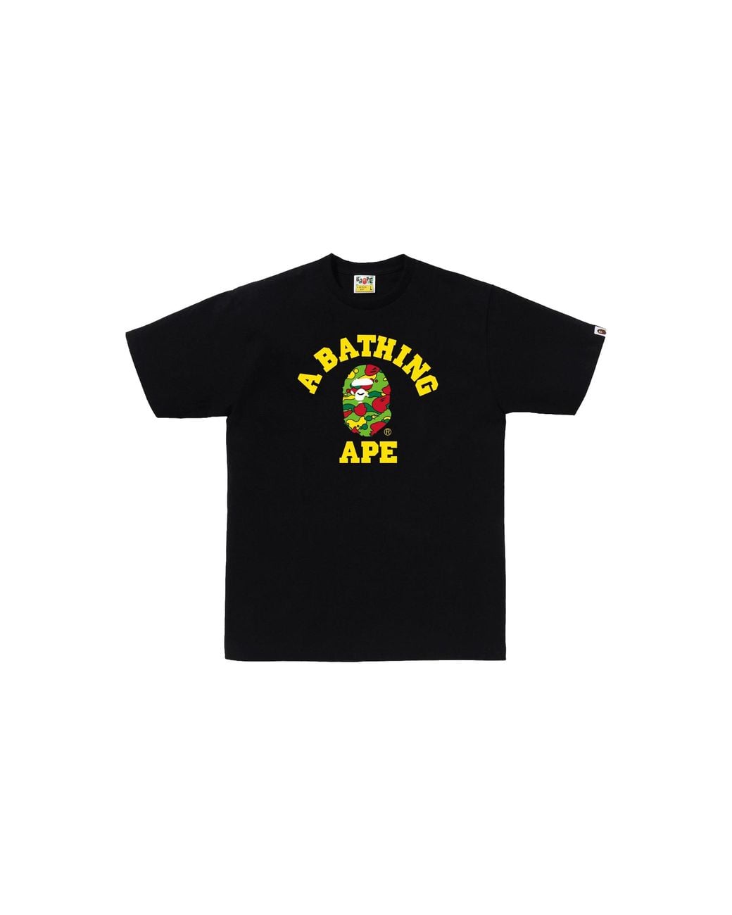 A Bathing Ape Black Sta Camo College T-Shirt Multi" 124" for men