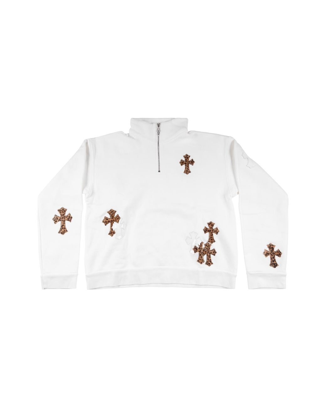 Chrome Hearts Black Cross Patch Quarter Zip Sweatshirt Leopard" Chrm1079" for men