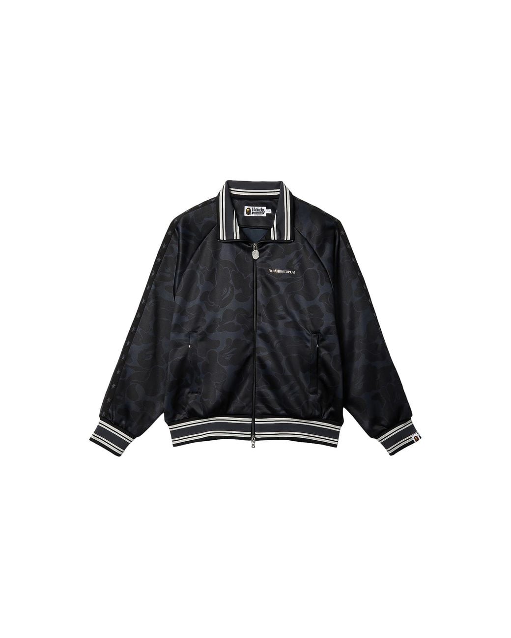 A Bathing Ape Black Solid Camo Bathing Ape Logo Relaxed Fit Track Jacket 001Zpk701314Mblk" for men