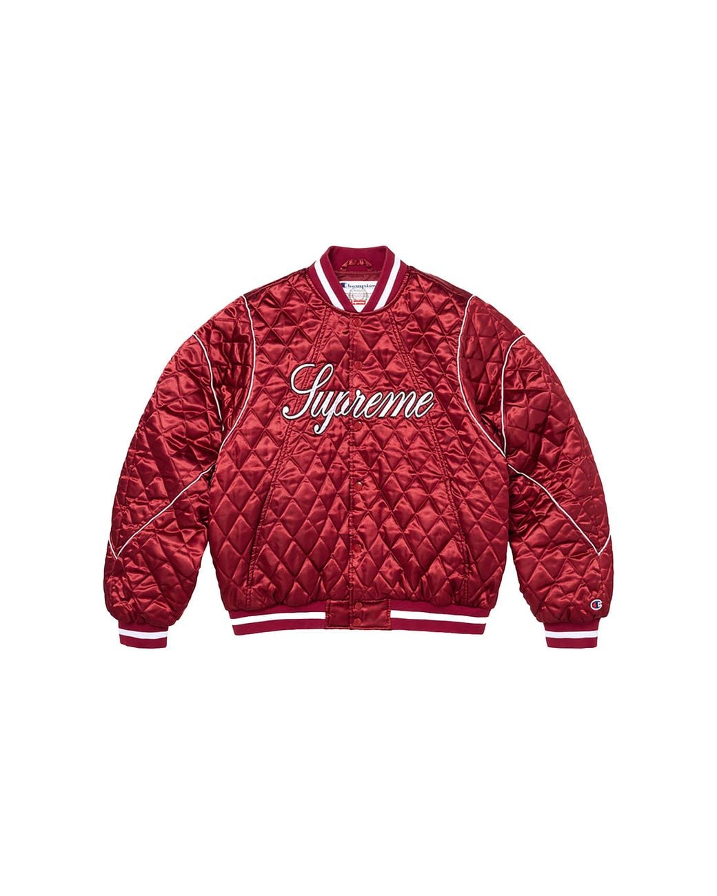Supreme Red Champion Quilted Satin Varsity Jacket "Fw26