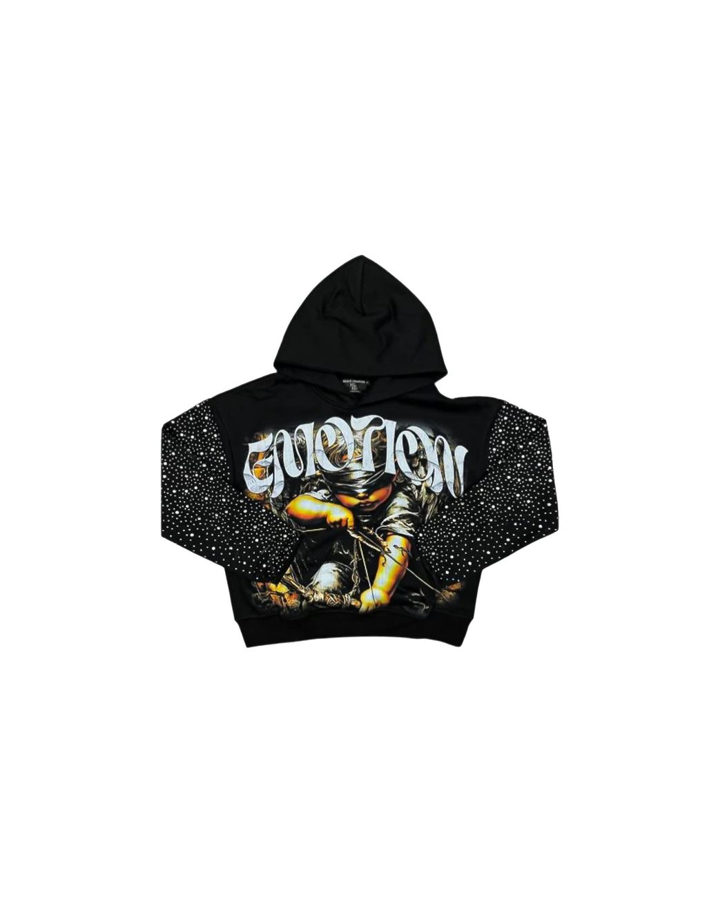 Mixed Emotions Black Archer Rhinestone Hoodie Mixe041" for men