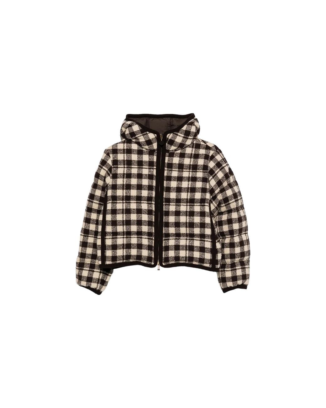 Moncler Black Abstraction Hooded Wool Blend Short Down Jacket Mon148"