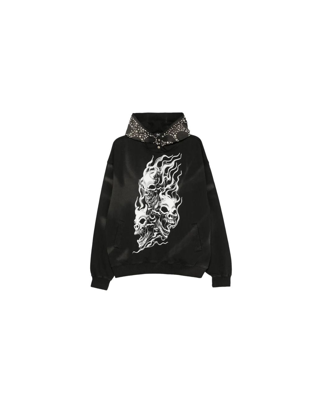 THUG CLUB Black Hotheaded Riding Skull Hoodie Tc26Ss3201" for men