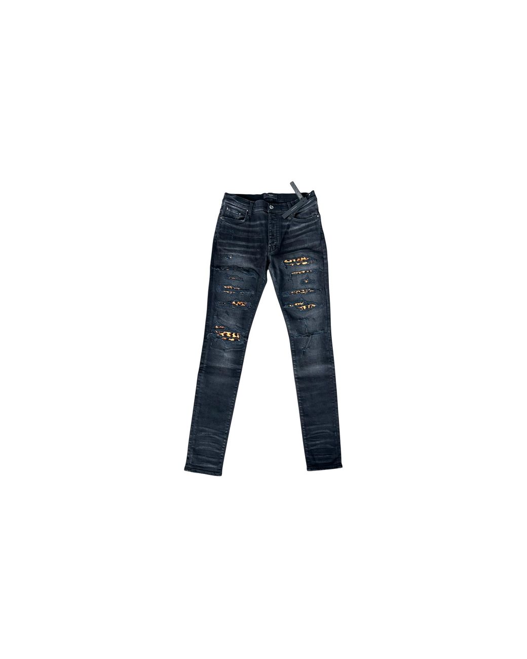 Amiri Black Leopard Patch Thrasher Jeans "Aged" Mds105 023 Aged" for men