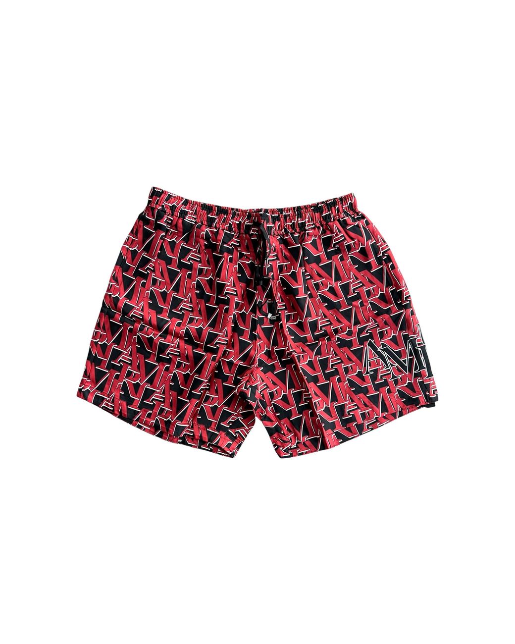 Amiri Red Repeat Logo Silk Shorts & Aw23Mpb010 009" for men