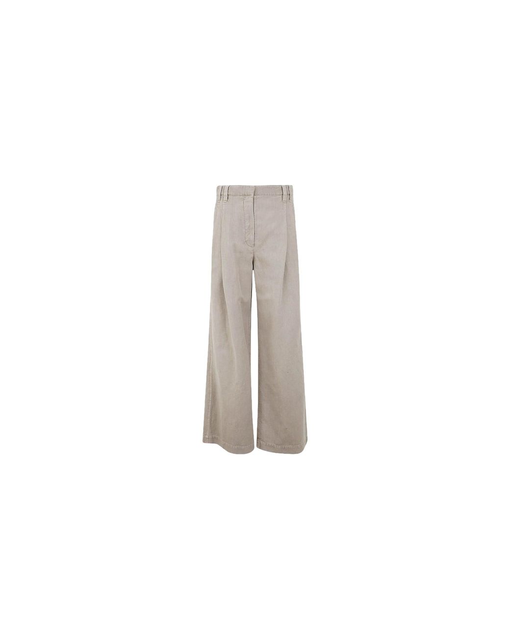 Brunello Cucinelli Black Wide Leg Linen Trousers "Wheat Stalk" Brun1455"