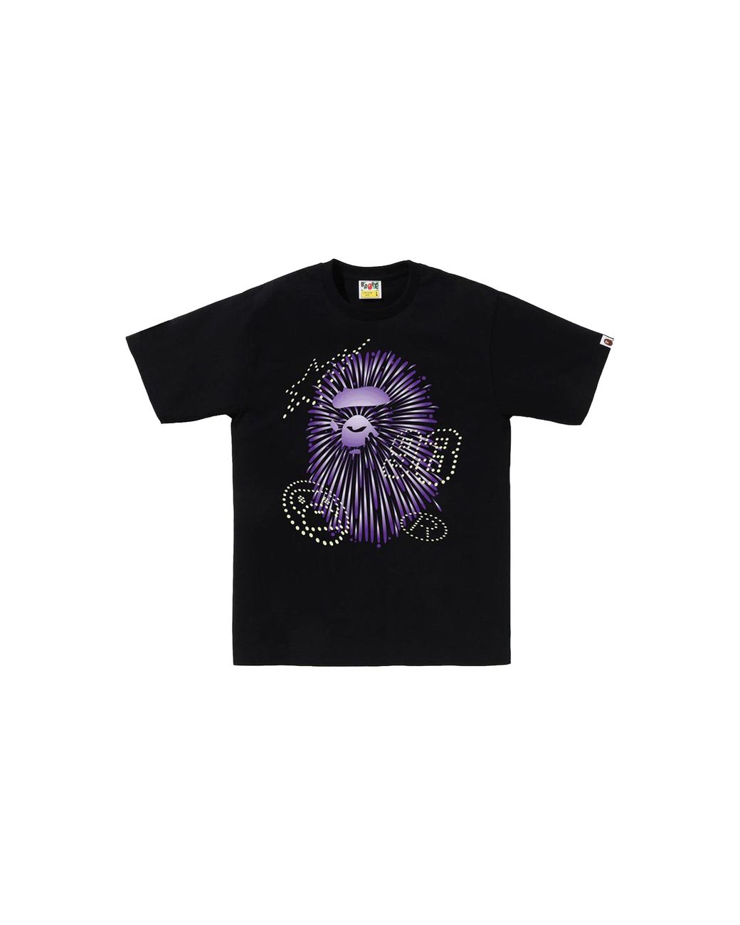 A Bathing Ape Black Firework Ape Head T-Shirt #1 098" for men