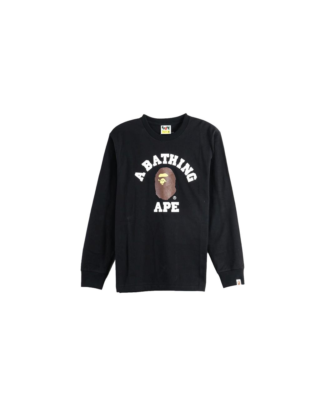 A Bathing Ape Black College Long-Sleeve T-Shirt 1M80111051 Blk" for men
