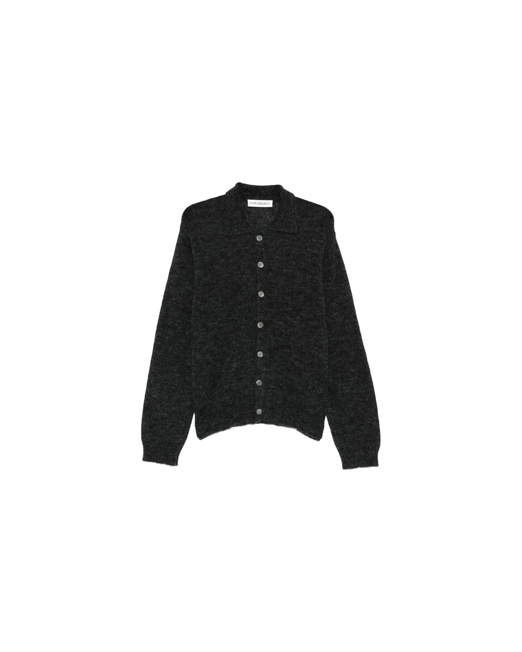 Our Legacy Black Evening Polo Shirt "Charcoal Melange Fuzzy Alpaca" M2263Ec" for men