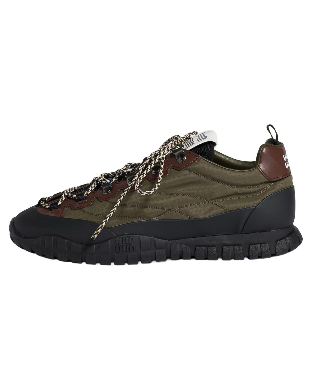 Miu Miu Black Tyre Leather Sneakers "Forest" 5E760E Fks F0161"