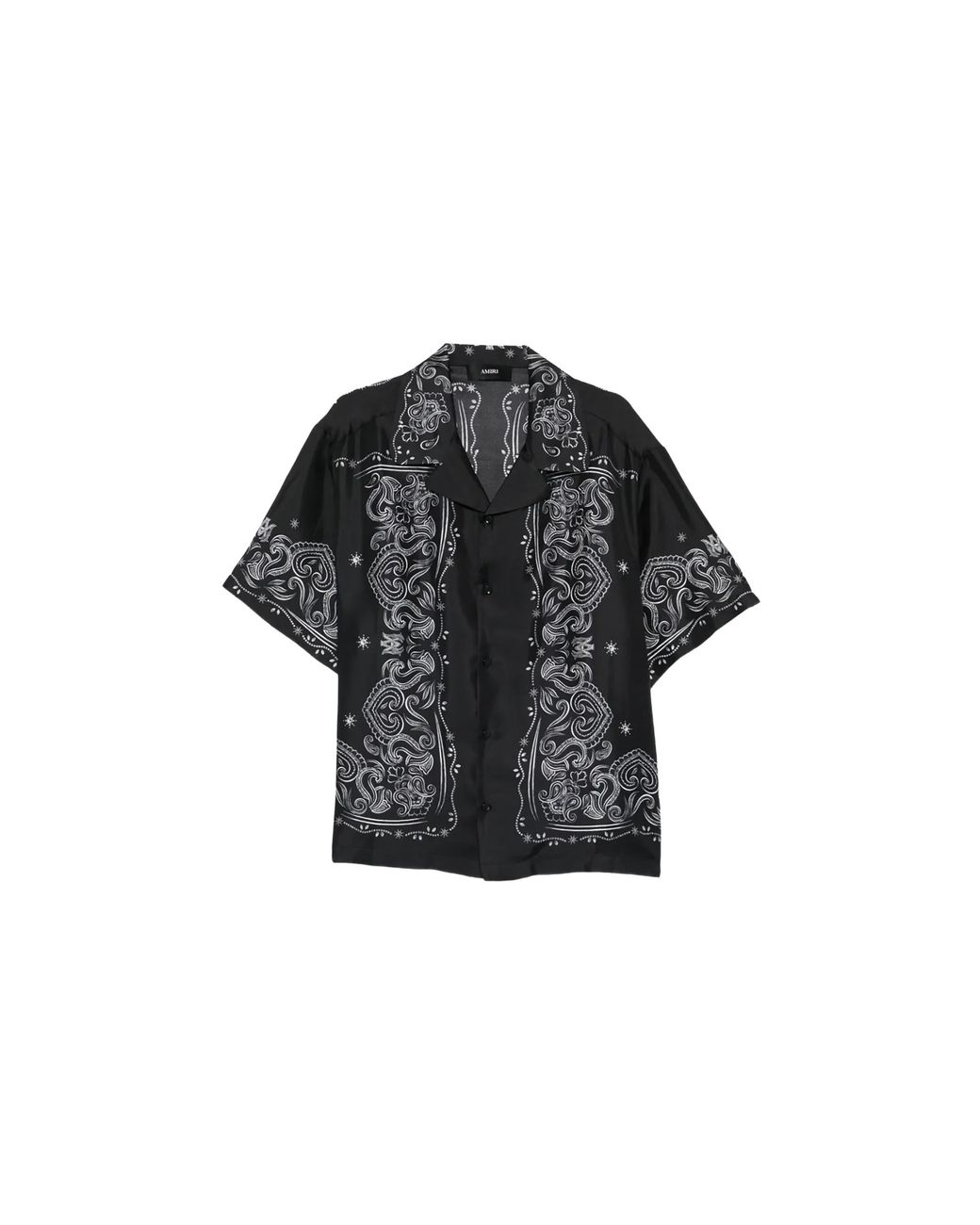 Amiri Black Bandana Paint Bowling Shirt Amtosh1049 001" for men