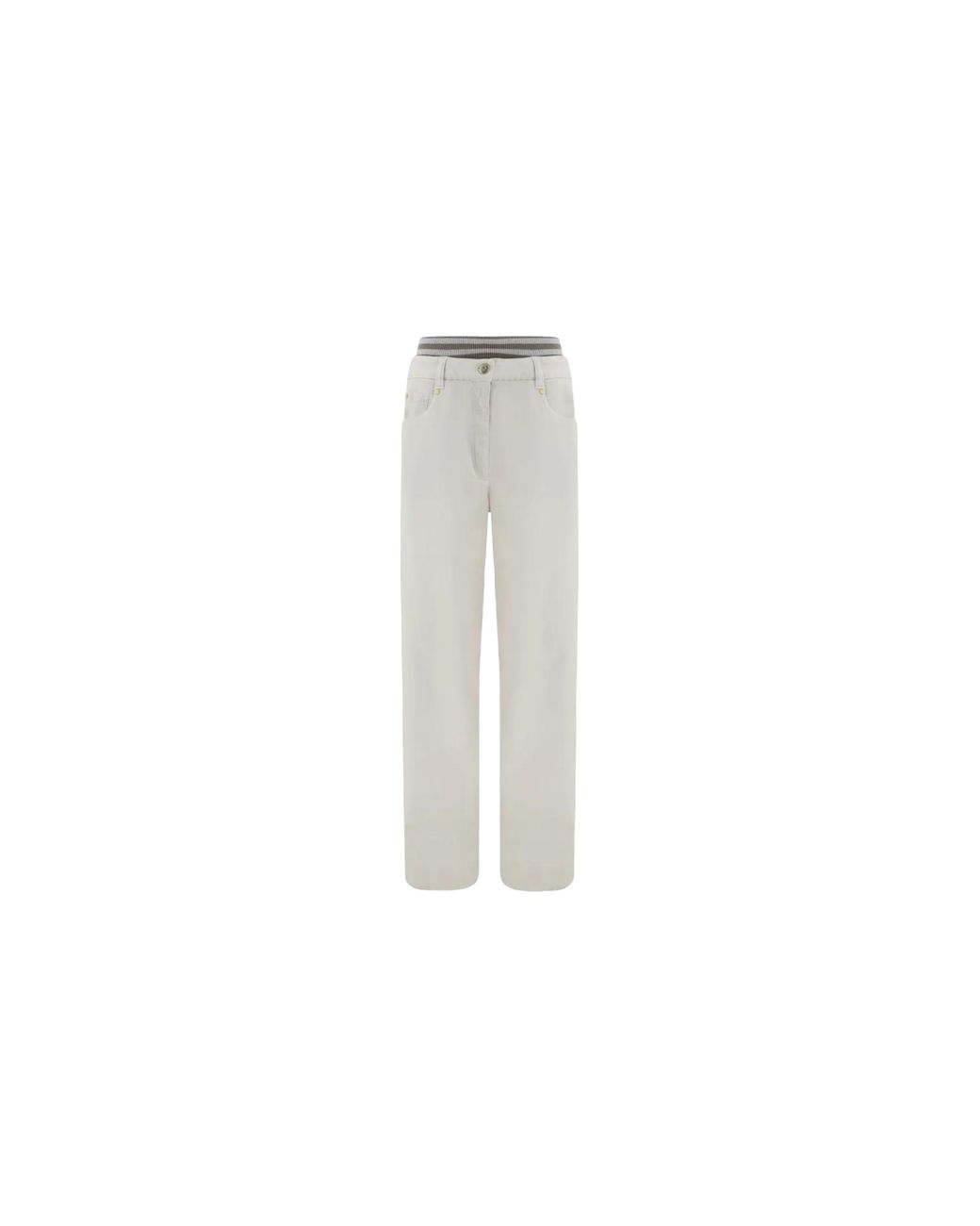 Brunello Cucinelli Black Straight Leg Trousers With Waistband "Plaster" Brun402"