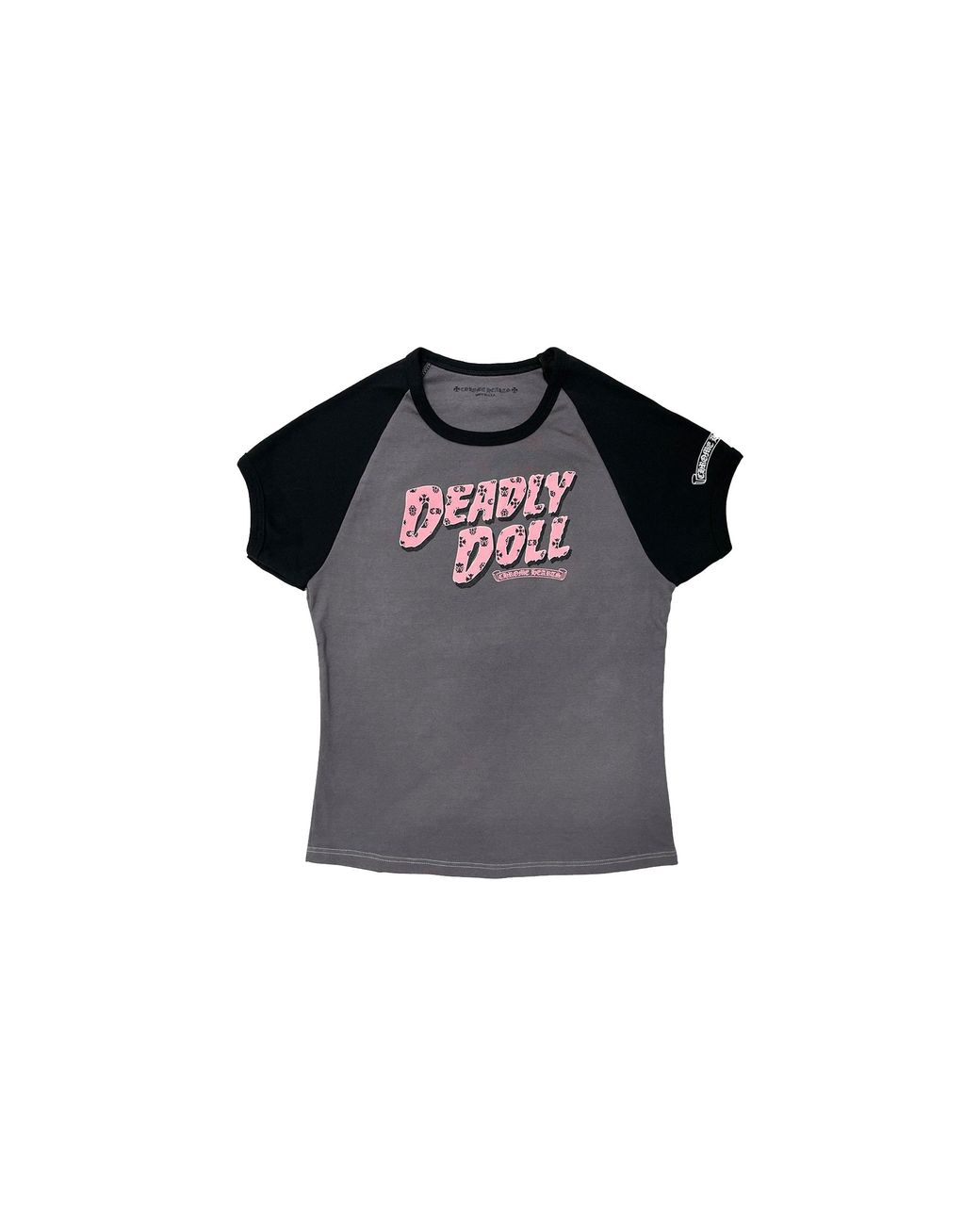 Chrome Hearts Black Deadly Doll Vine Heart Cropped T-Shirt Chrm1091"