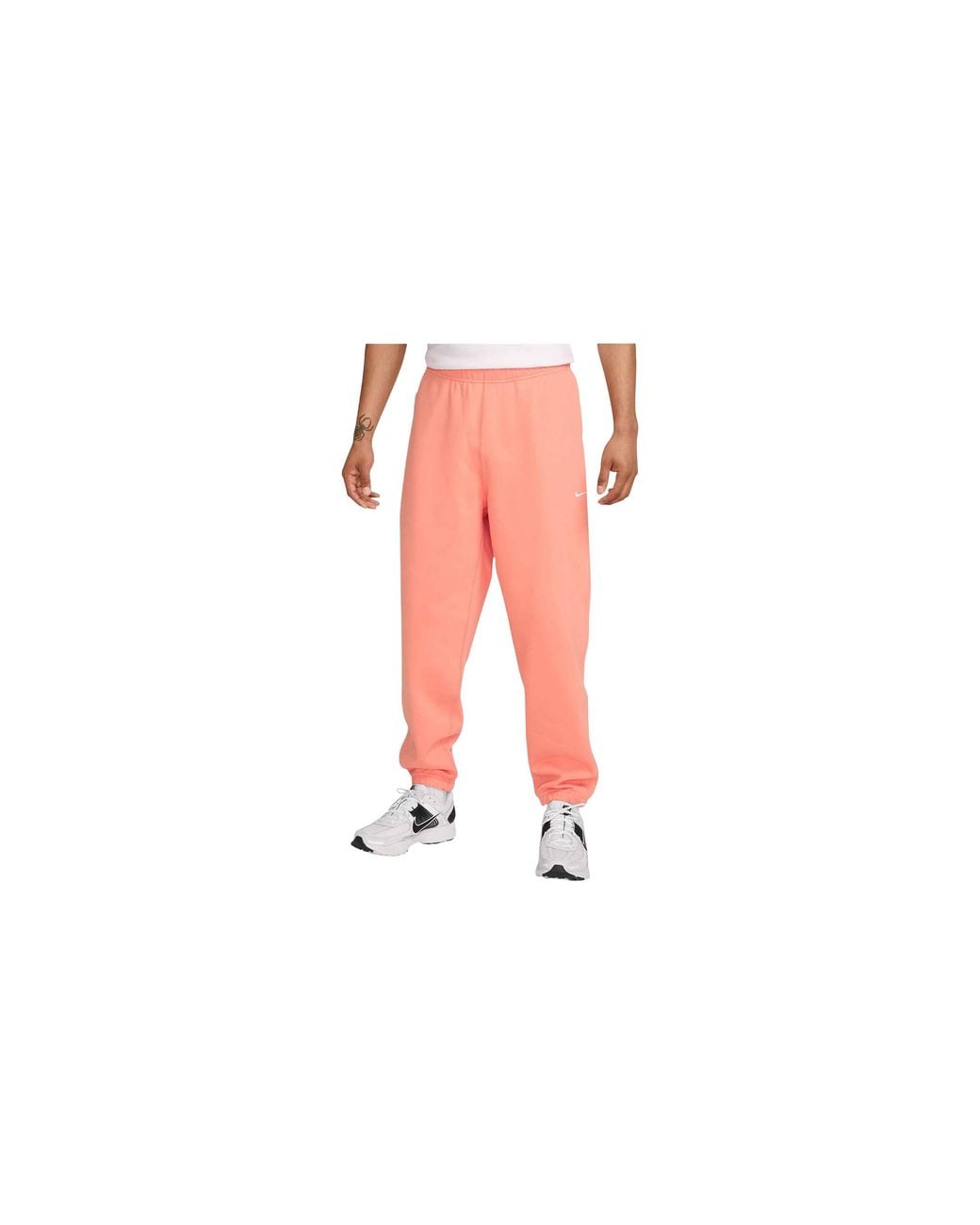 Nike Black Solo Swoosh Fleece Pants "Coral" Dx1364 844" for men