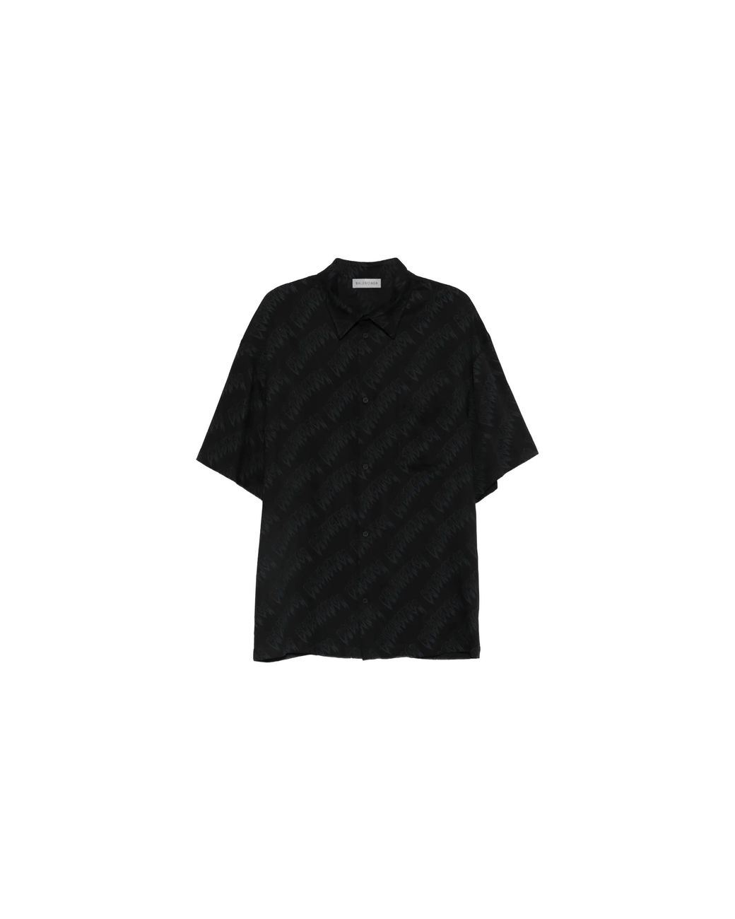 Balenciaga Black Short-Sleeve Large Fit Shirt 871407 Tul02 1069" for men