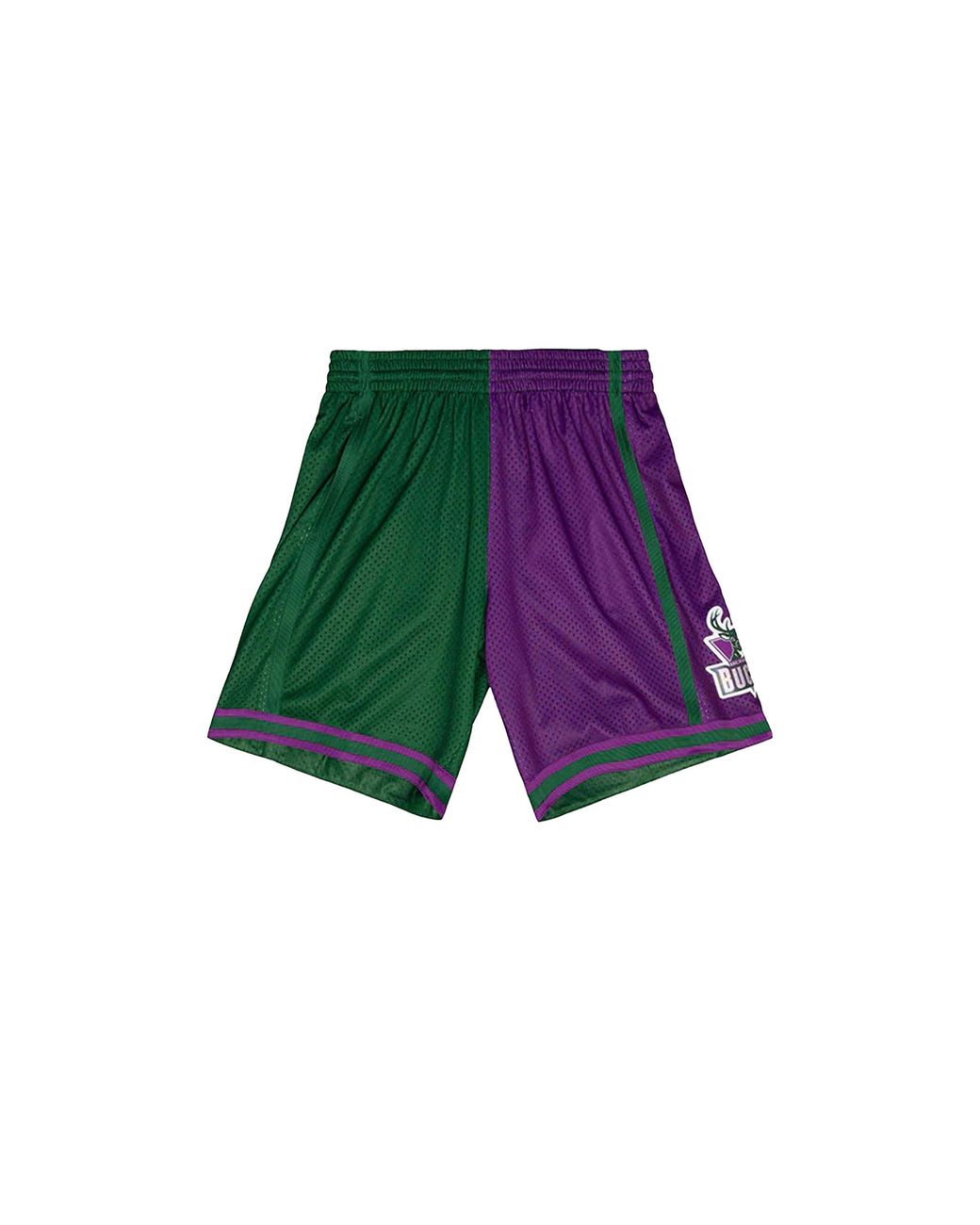 Mitchell & Ness Green Split Swingman Shorts "Nba Milwaukee Bucks 1996" Smsh4855 Mbu96Pppgnpr" for men