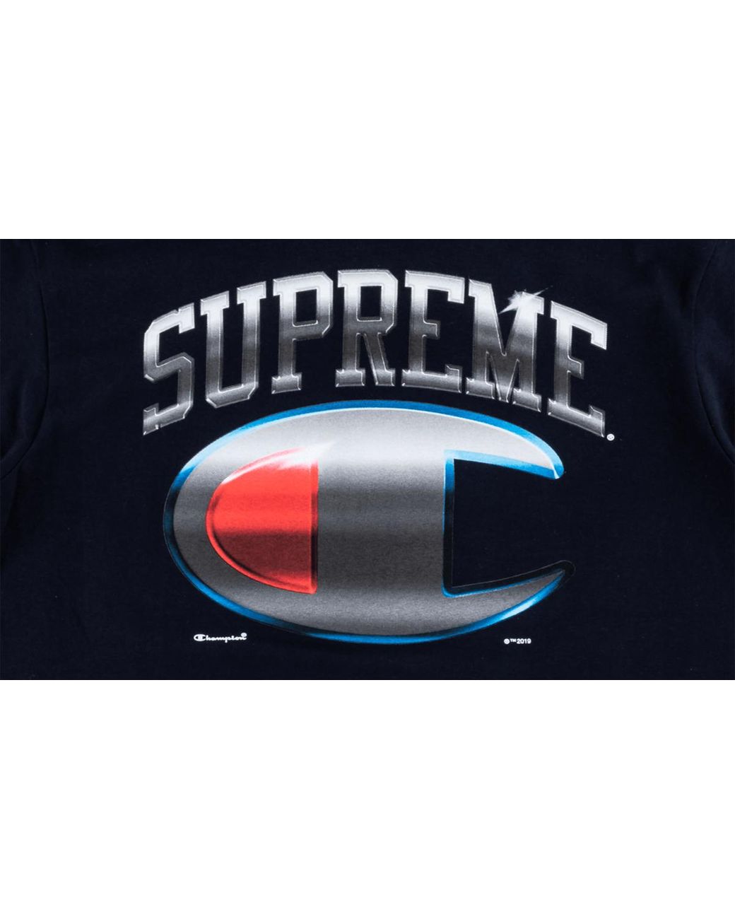 Supreme Black Champion Chrome Ss Top "Ss19" Su7155"