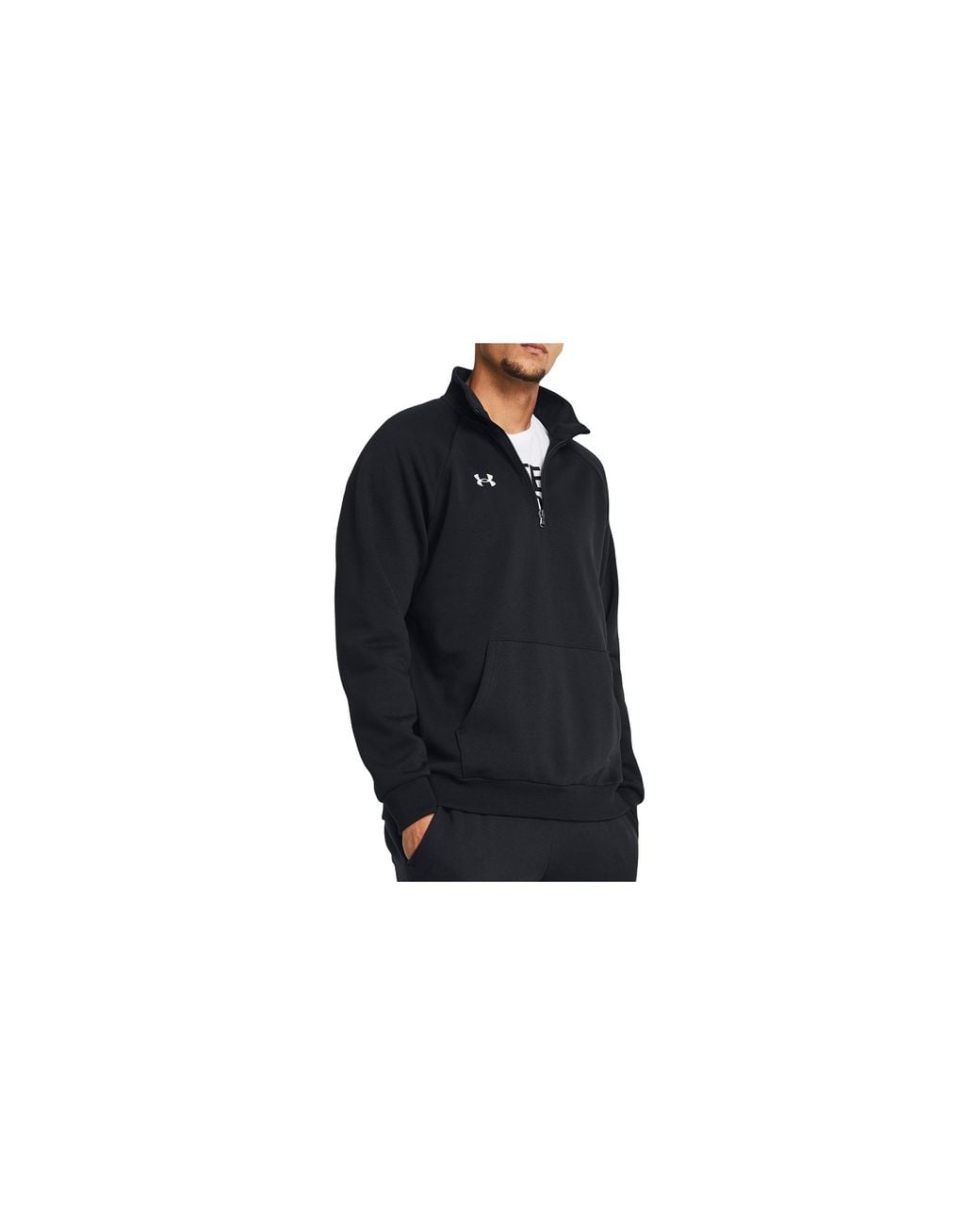 Under Armour Black Rival Fleece Quarter-Zip Sweatshirt 1386016 001" for men