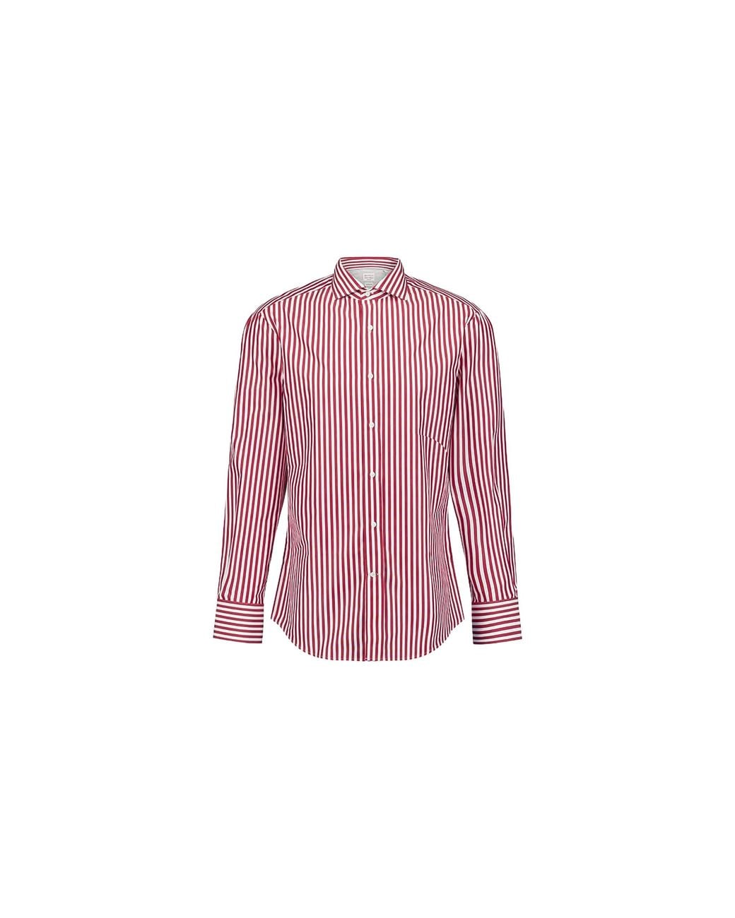 Brunello Cucinelli Pink And Striped Shirt Brun2730" for men