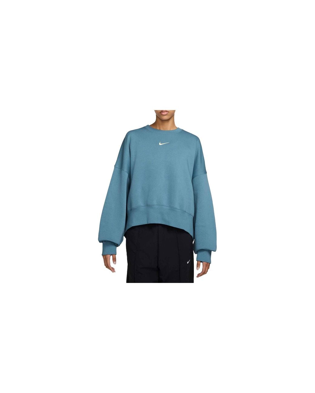Nike Blue Sportswear Phoenix Fleece Over-Oversized Crew-Neck Sweatshirt "Smoky" Dq5761 006"