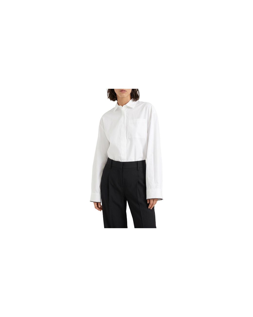 Brunello Cucinelli Black Contrast-Border Poplin Shirt Brun977"