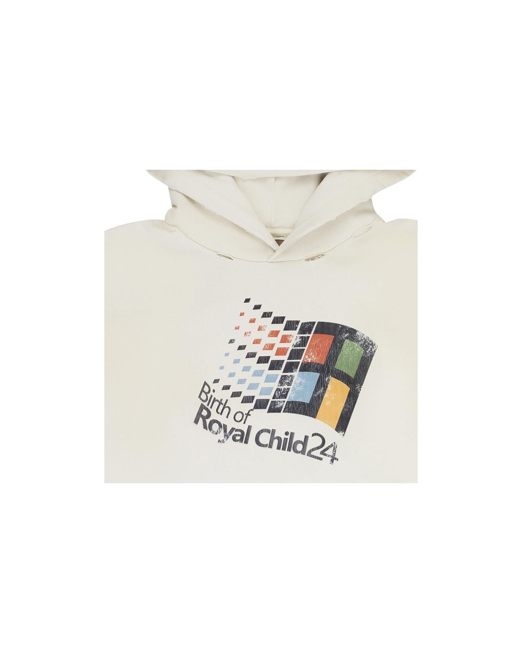 BIRTH OF ROYAL CHILD Black “Windows24“ Retro Distressed Hoodie Bc24Fwha06" for men
