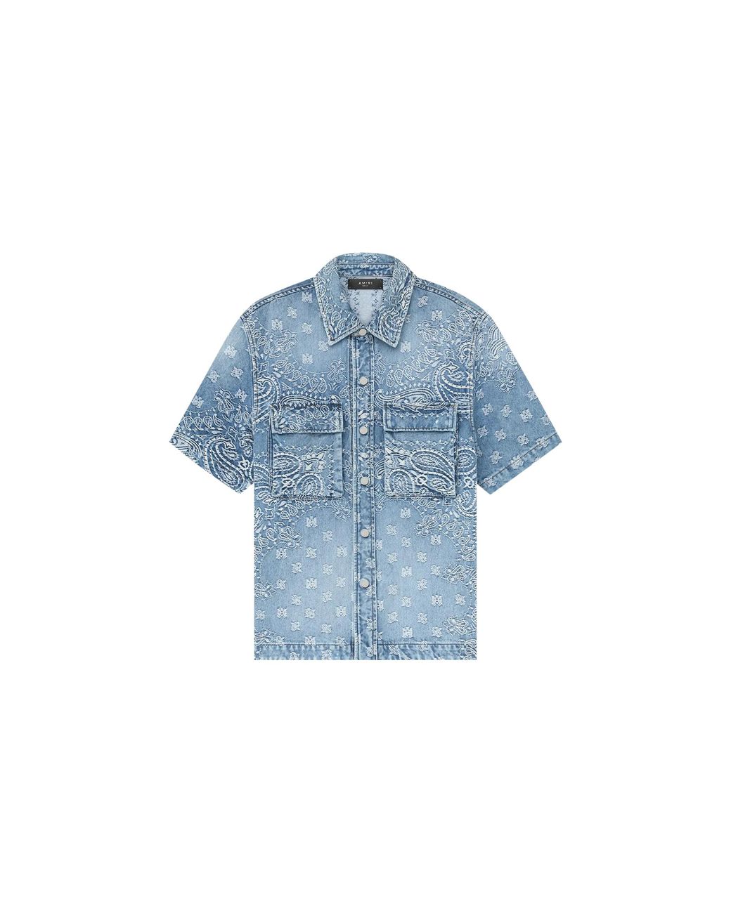 Amiri Blue Bandana Jacquard Snap Short-Sleeve Shirt "Perfect" Amdnir1003 Perf" for men