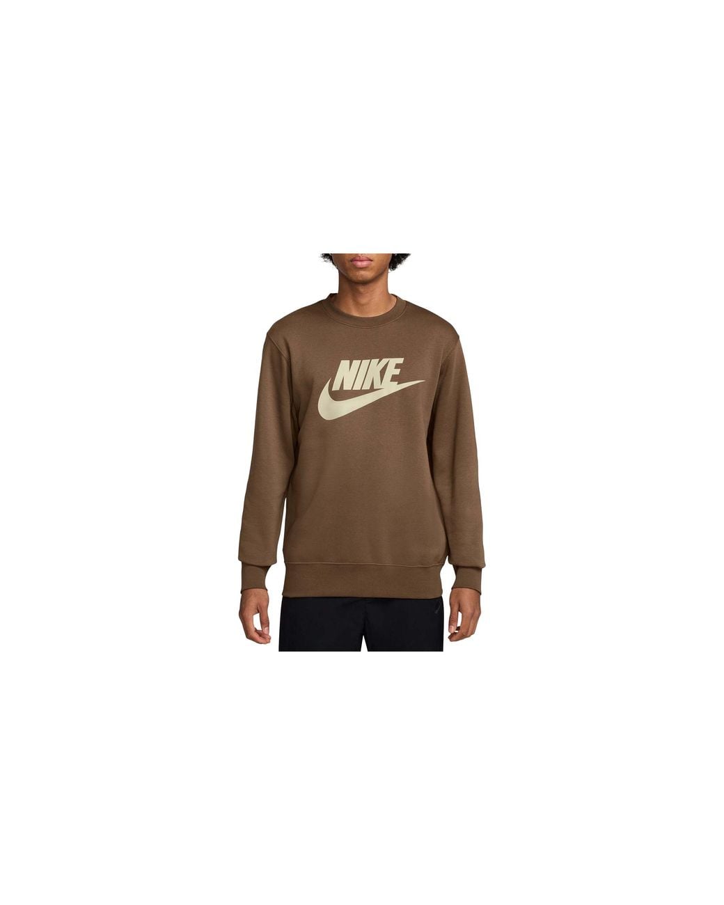 Nike Black Club Brushed Fleece Crew "Mosswood" Fn3890 235" for men