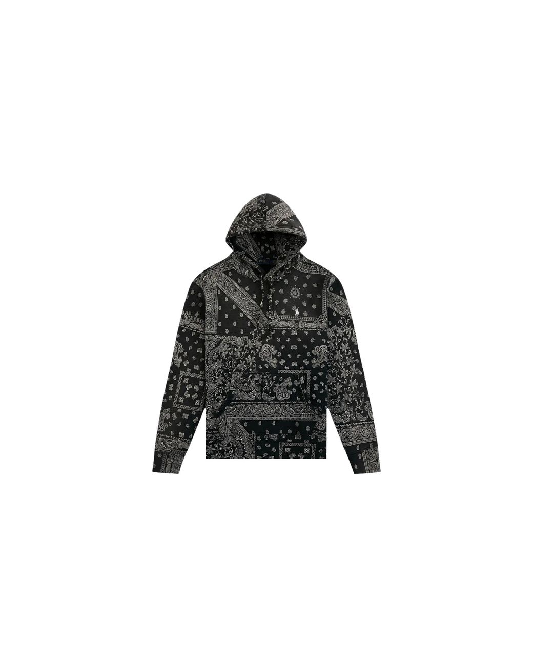 Polo Ralph Lauren Black Bandanna-Print Fleece Hoodie "Yukon Patchwork Bandana" 710981787001" for men