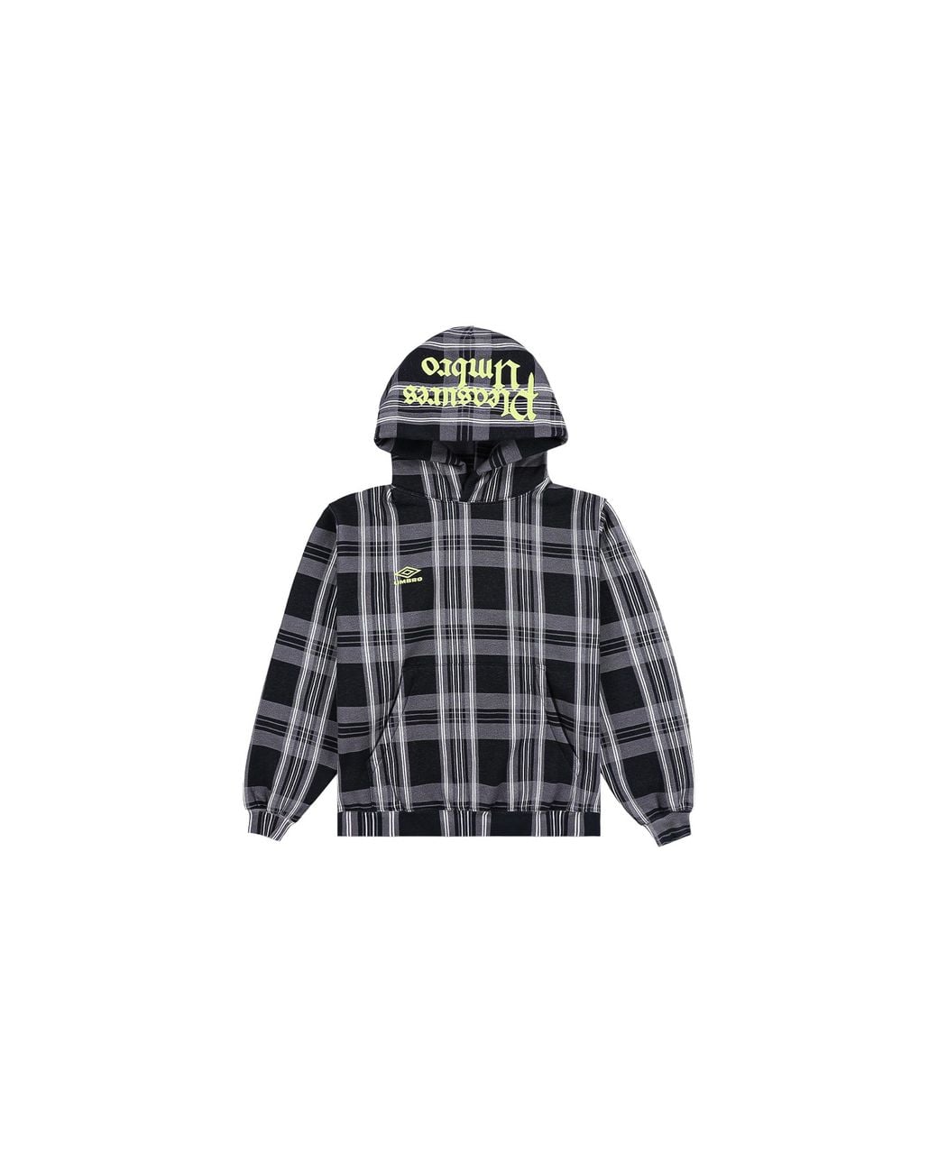 Pleasures Black Umbro Spine Plaid Pullover Hoodie P26U007" for men