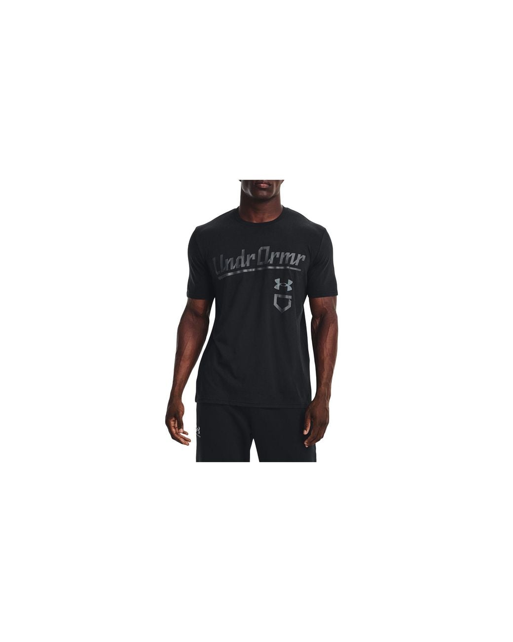 Under Armour Black Baseball Script T-Shirt 1377613 001" for men
