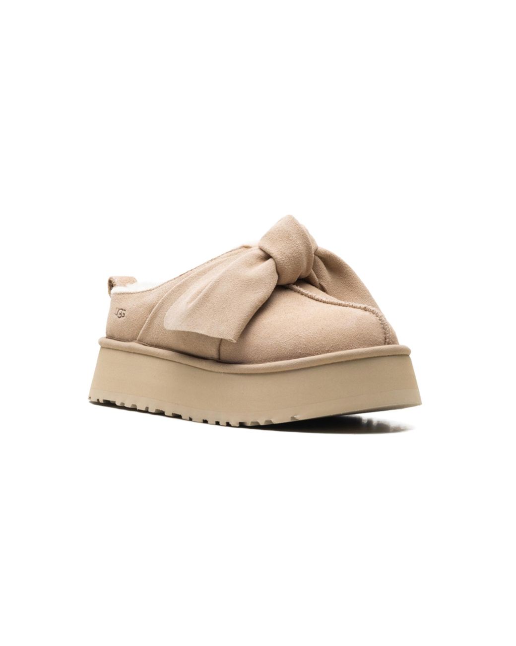 Ugg Black Platform Slip-On Bow Slipper "Sand" 1176290 San"