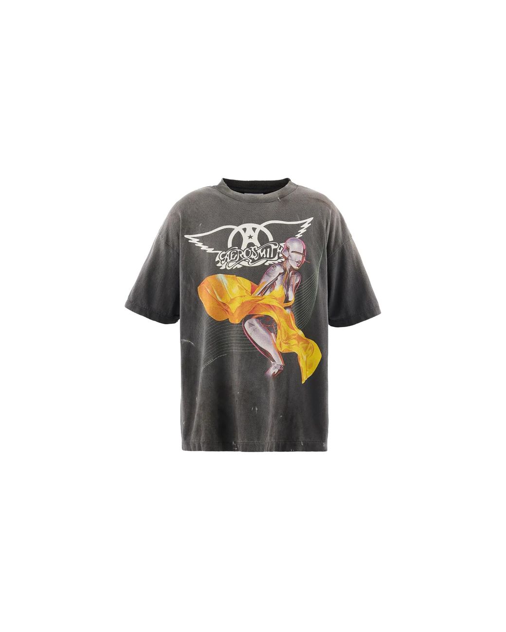 SAINT Mxxxxxx Black Aerosmith Short Sleeve T-Shirt Sm Mk8 0000 C25" for men