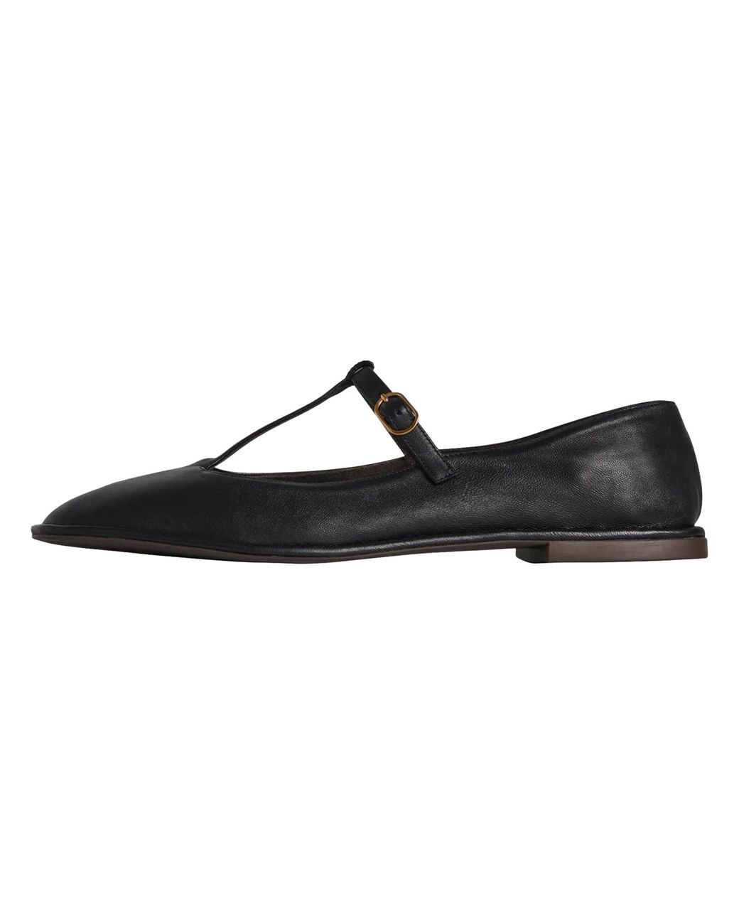 The Row Black Square T-Strap Flats F1599 Sl3 Blk"