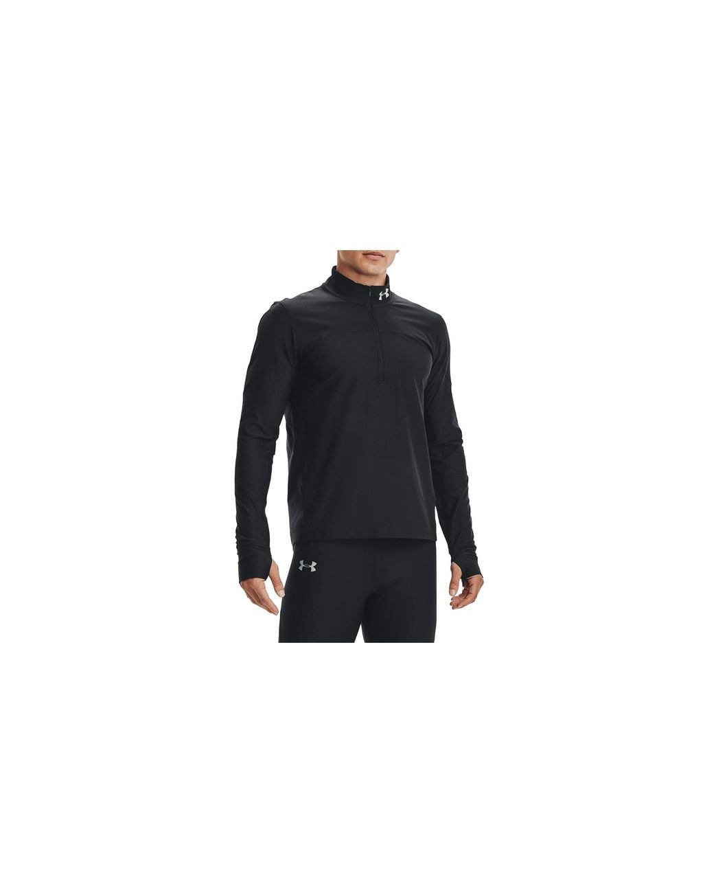 Under Armour Black Qualifier Hybrid Half-Zip Running Long-Sleeve Shirt 1326595 001" for men