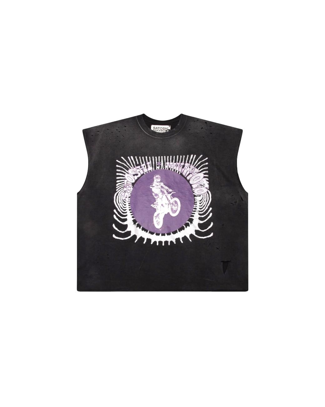Satoshi Nakamoto Black Globe Of Death Logo Sleeveless T-Shirt "Washed Sat064" for men