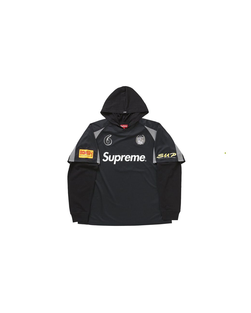 Supreme Black Hooded Soccer Jersey Su26578"