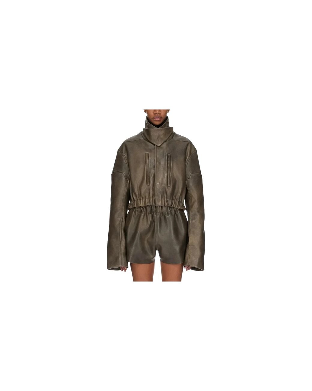 Rick Owens Black Collared Mac Bomber Jacket "Washed" Ro02F5795 Lcd 39"